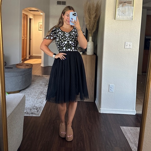 Jessakae Tulle Embroidered Clara Knee Length Dress - Picture 4 of 13